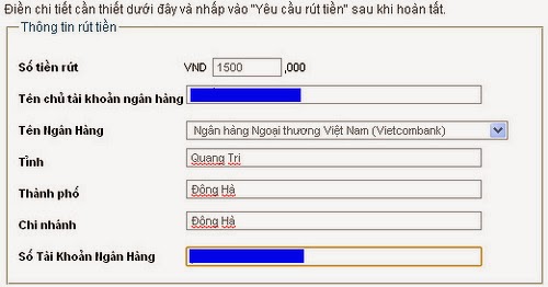 Hướng dẫn rút tiền từ tài khoản 12bet