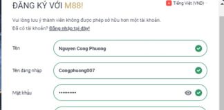 Biểu mẫu tạo tài khoản cá độ bóng đá 